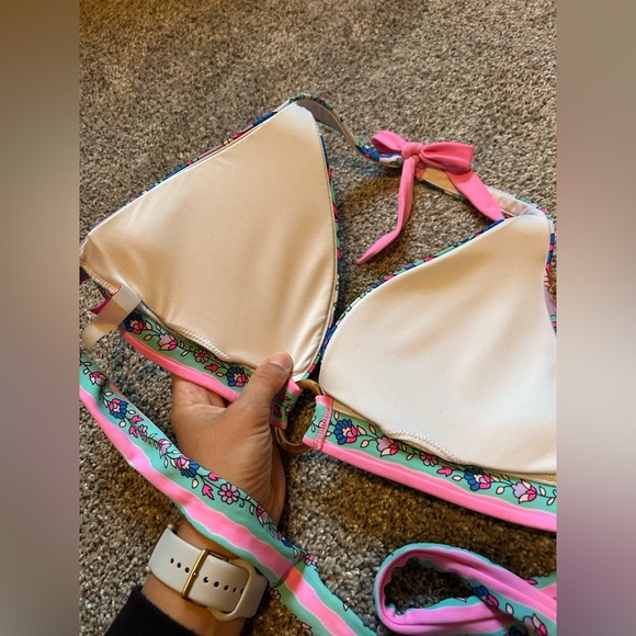Victoria's Secret Floral Bikini with Pink and Green and gold Accents pushup - Picture 7 of 9
